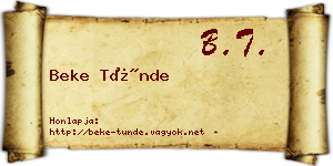 Beke Tünde névjegykártya