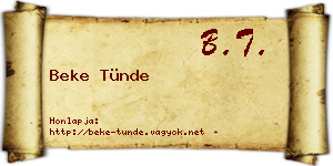 Beke Tünde névjegykártya
